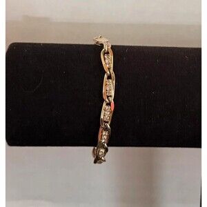 Vintage 1990s Gold Tone Pave CZ Twist Link Bracelet